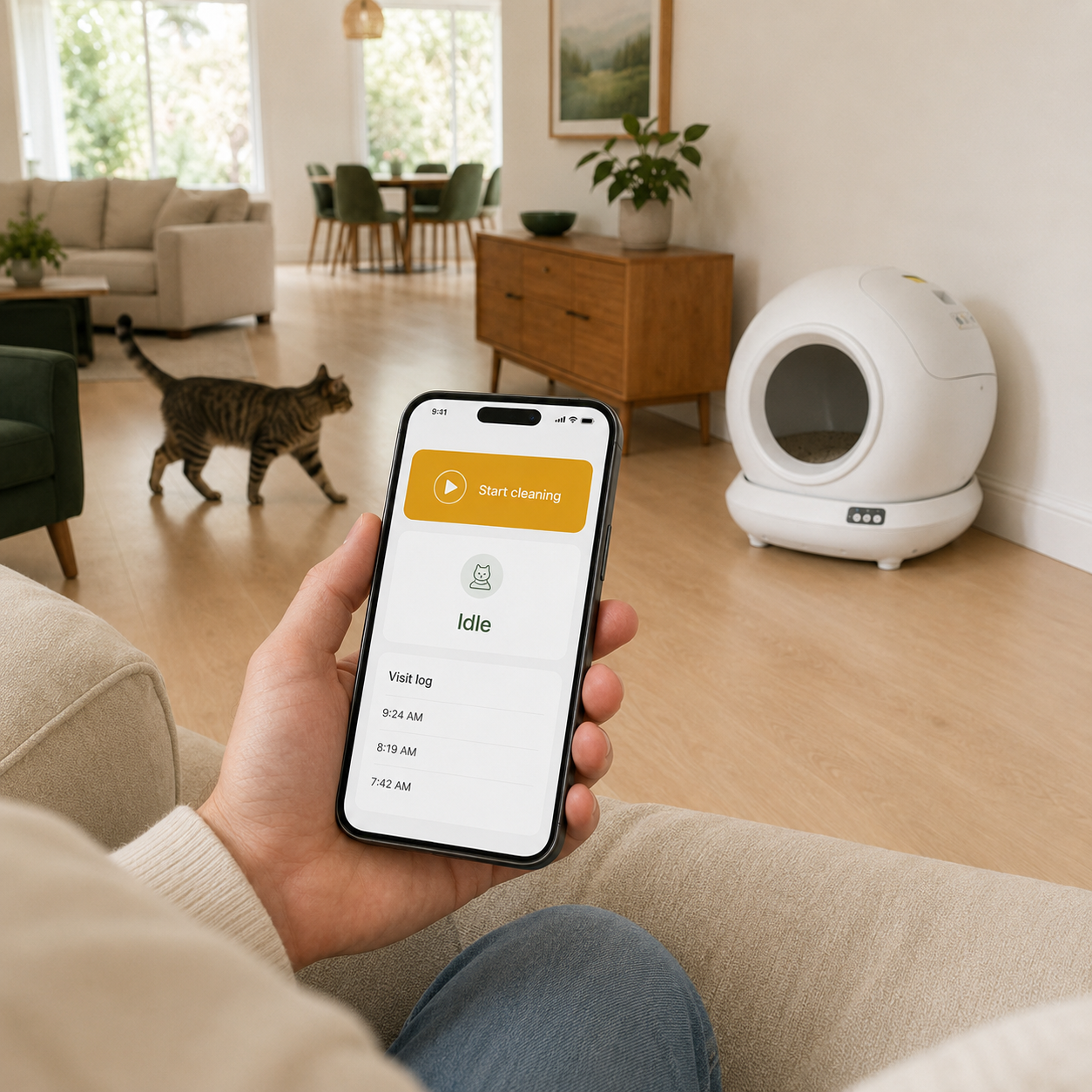 Controlling the litter box from the app