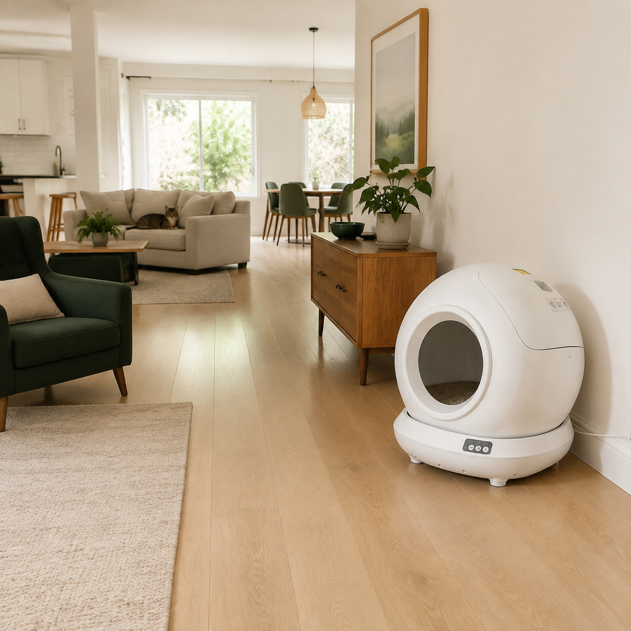Litter box placed in a home