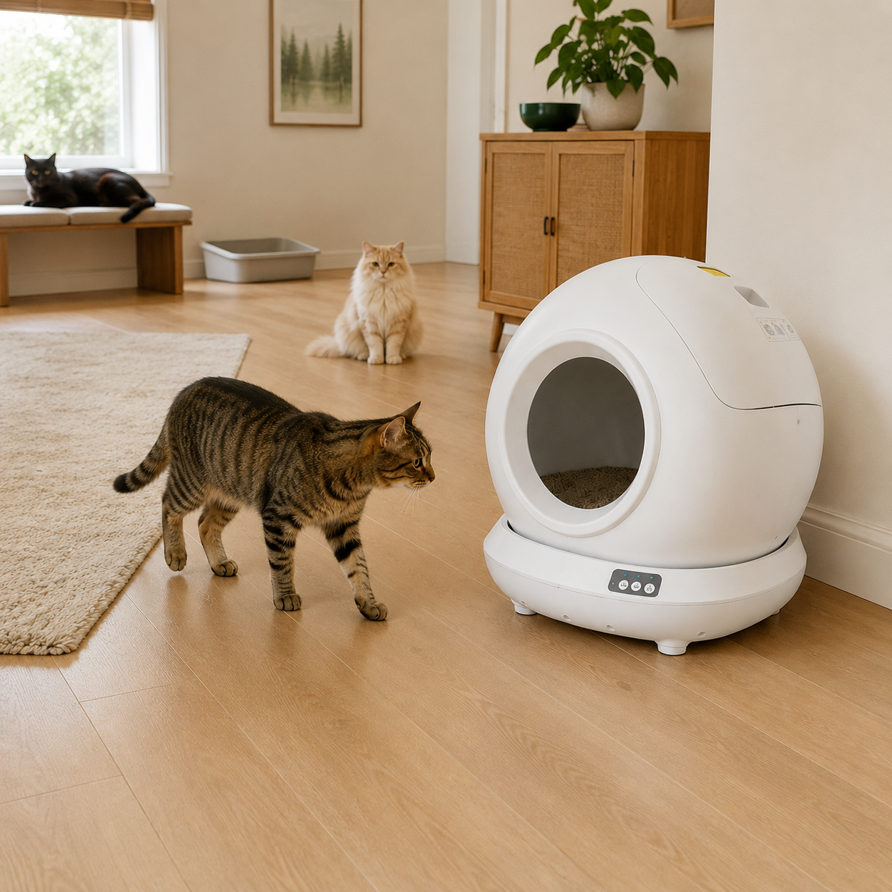 Litter box placed in a home