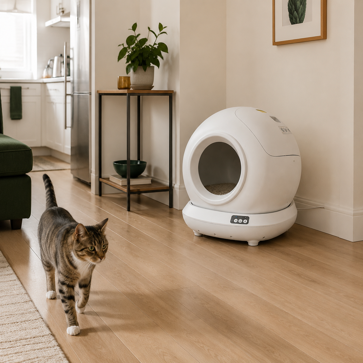 Litter box placed in a home